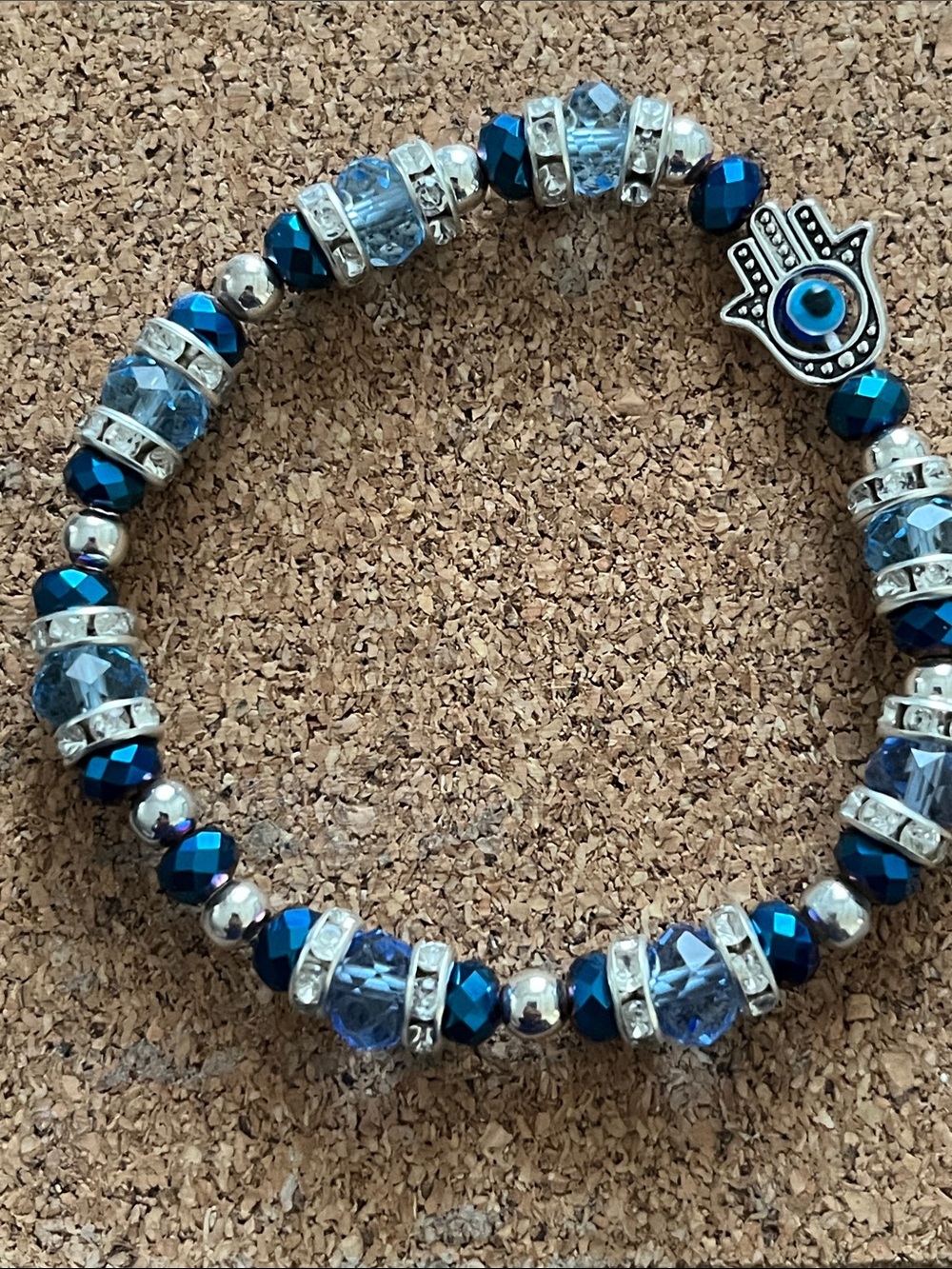 Beautiful handmade bracelet with hamsa symbol for protection and good luck. NWT